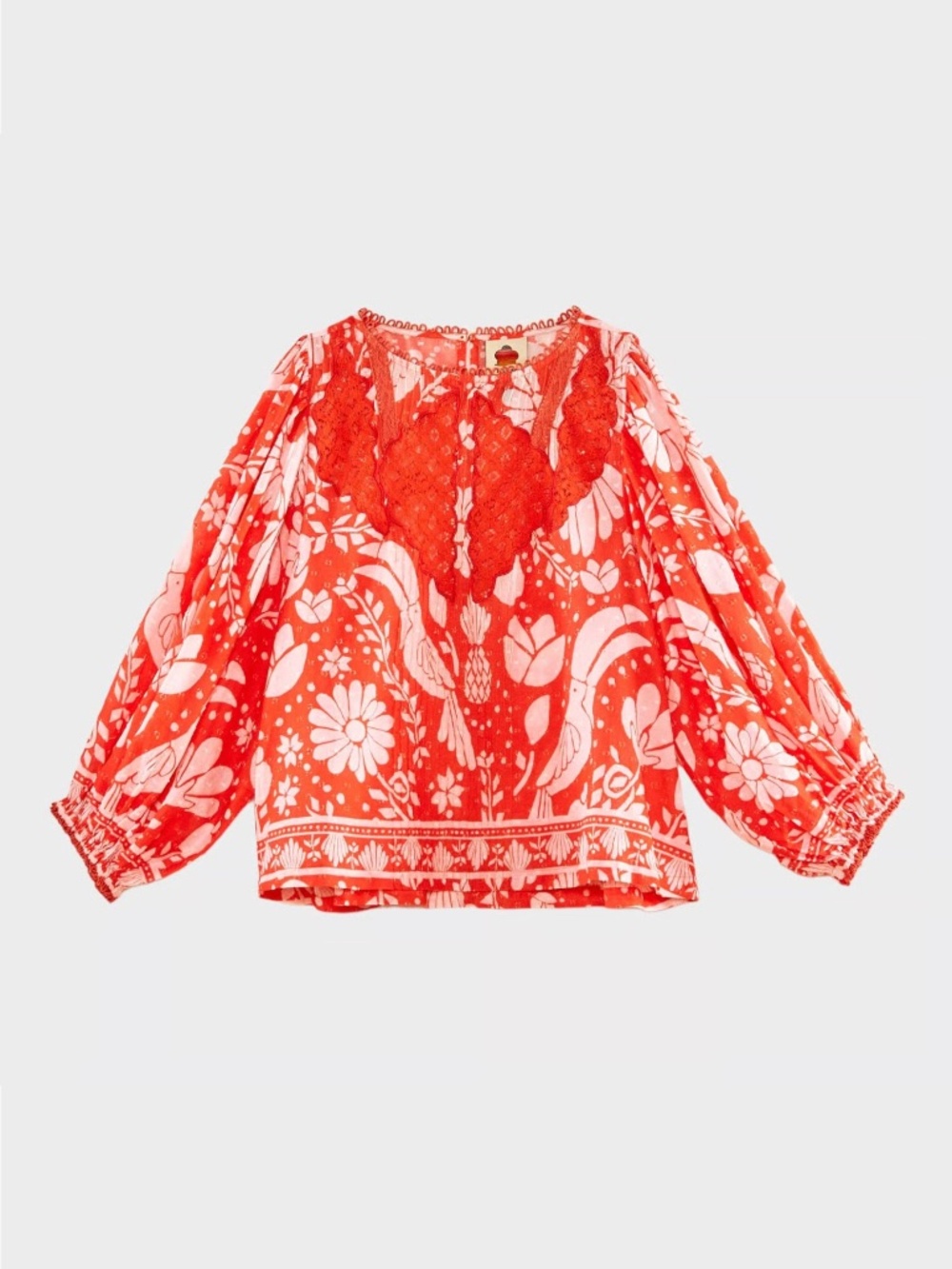 FARM RIO | Neon Jungle Embroidered Blouse, Size Medium - Picture 2 of 8